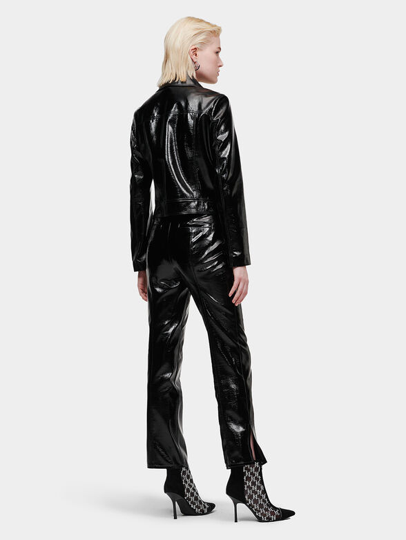 Cropped trousers in eco leather with patent effect - 2