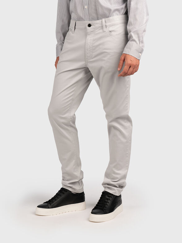 Grey cotton blend trousers - 1