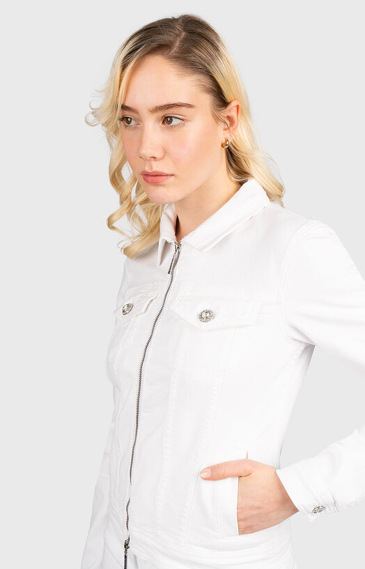 White denim jacket with zip brand LIU JO — Globalbrandsstore.com/en