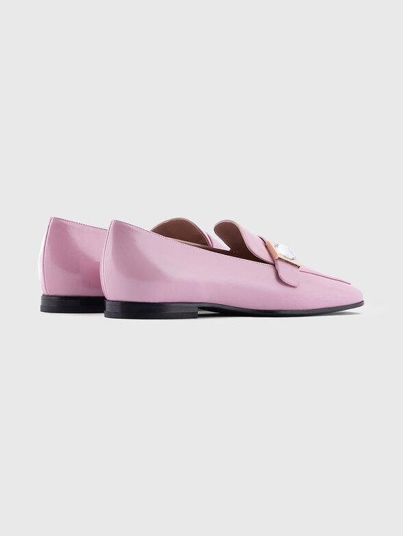 Pink genuine leather loafers - 3