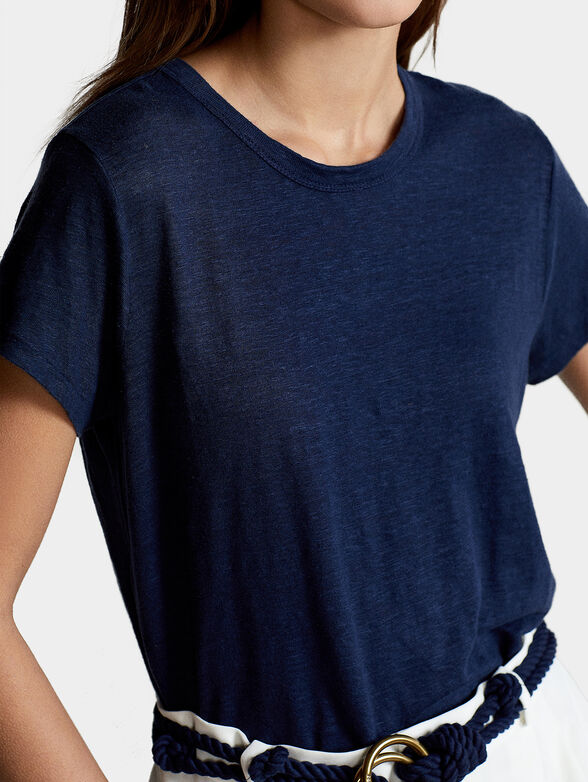 Dark blue linen T-shirt - 4
