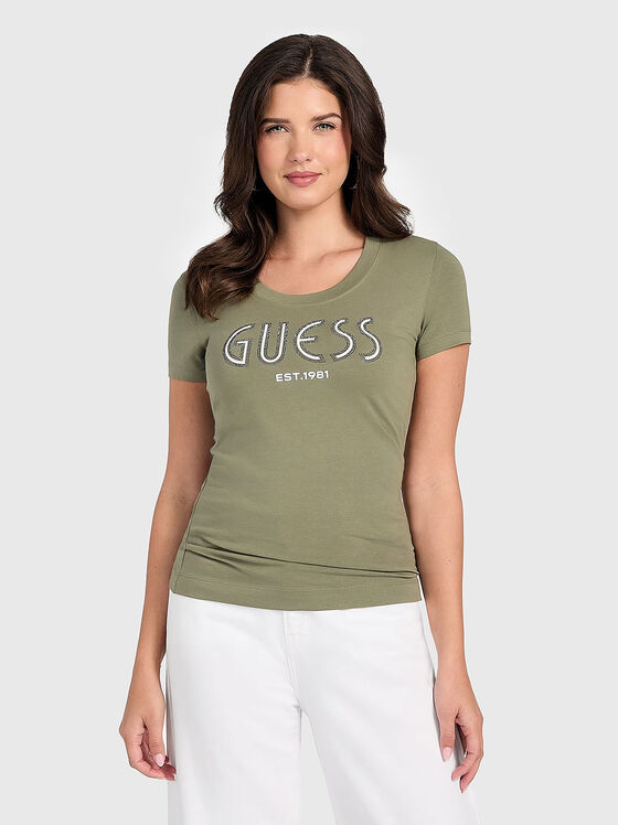 Тениска с овално деколте от памук - 1