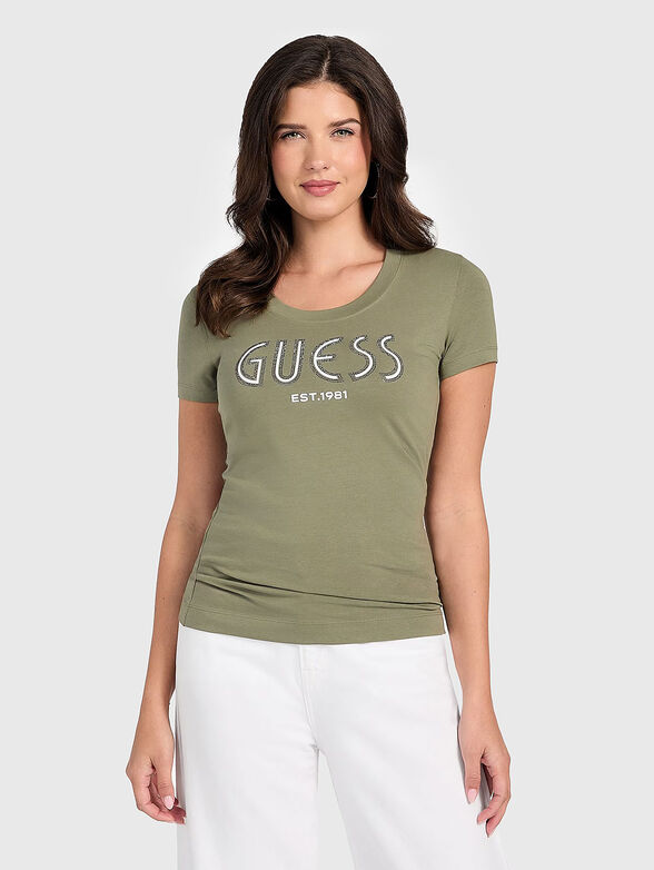 Black cotton T-shirt with logo print - 1