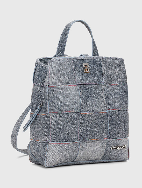 Medium braided denim-effect backpack - 4
