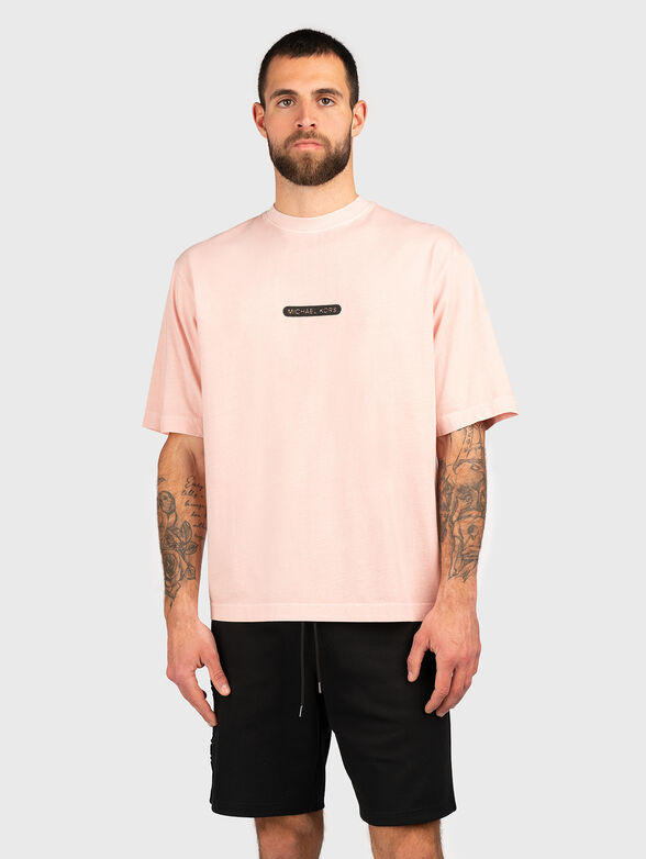 Pink T-shirt with contrast logo - 1
