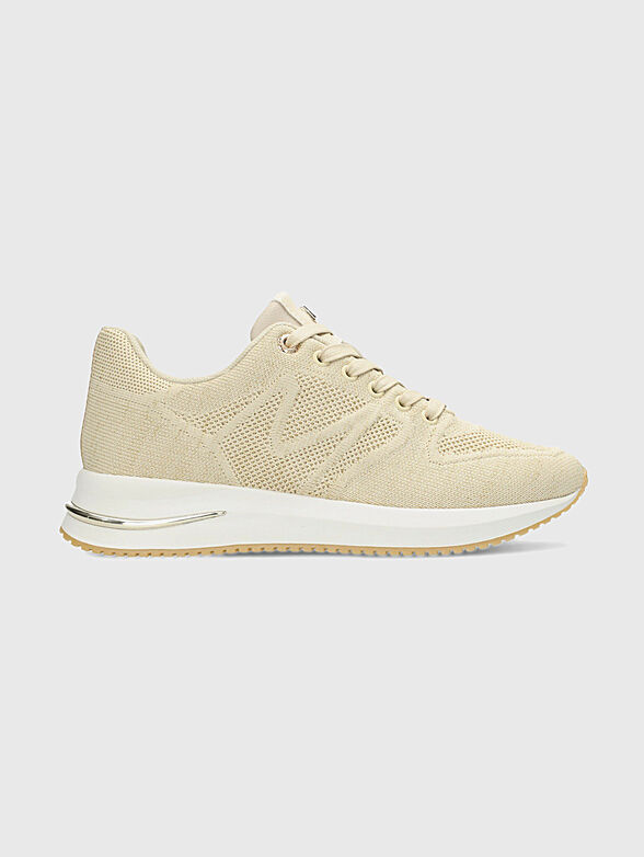 Beige sports shoes with mesh elements - 1