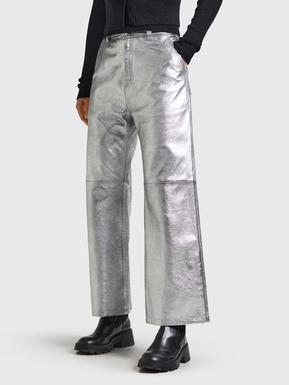 SASHA leather silver trousers - 1