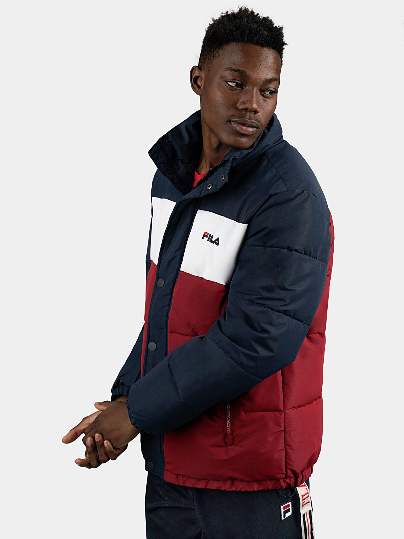 Fila padded jacket with buckle fastening discount