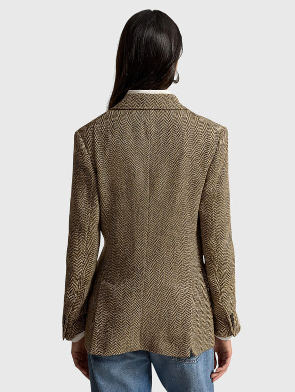 Herringbone pattern linen blend blazer - 3