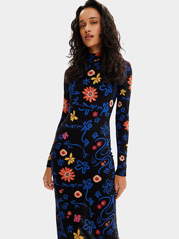 LILA turtleneck dress with floral print - 5