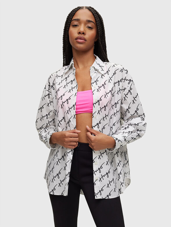 White shirt with logo motifs - 1
