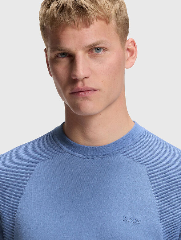 Blue cotton blend T-shirt - 4
