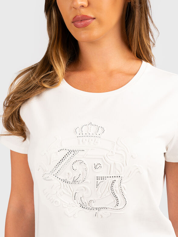 T-shirt with embossed design and rhinestones - 4