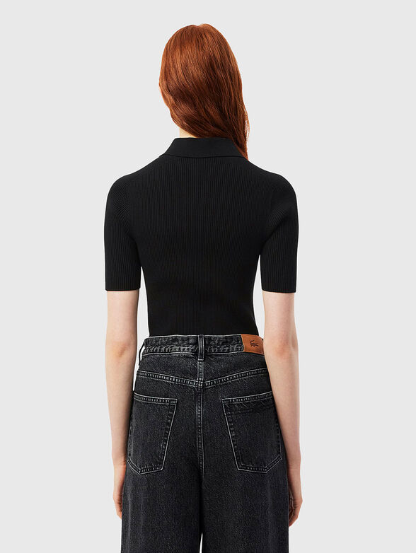 Knitted polo shirt in black  - 3
