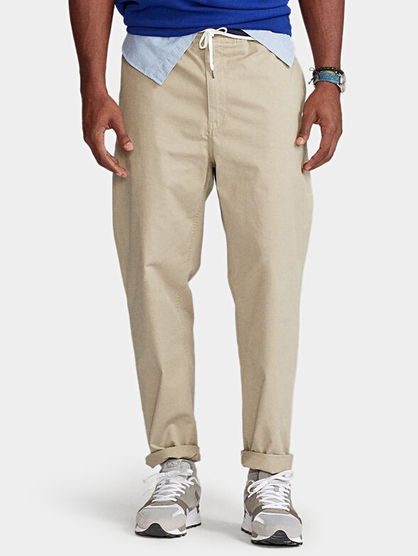 Cotton pants with elastic waist - 1