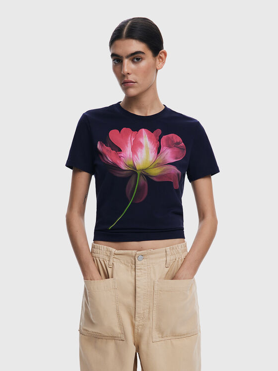Cotton T-shirt with floral print - 1