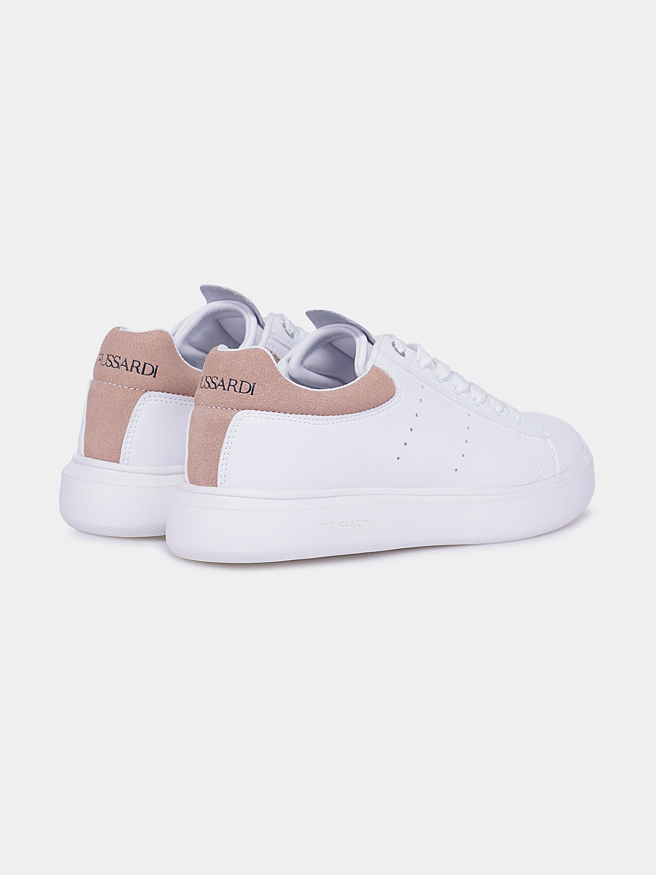 選ぶなら White sneakers with contrasting heel brand TRUSSARDI ボストンバッグ