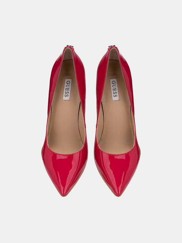 Red high heeled shoes with logo detail - 5