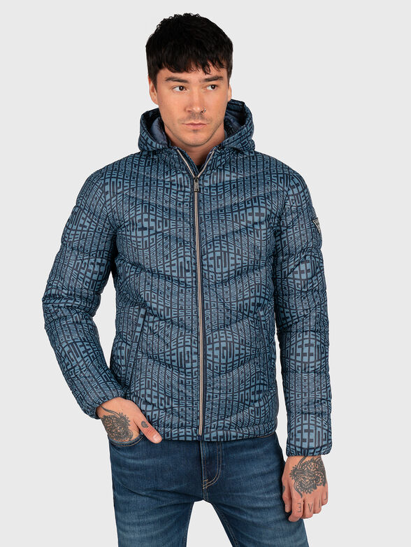 Padded jacket in black color with logo patch - 1