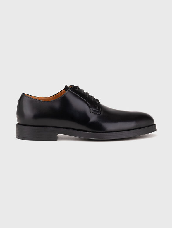 Black leather Derby shoes - 1