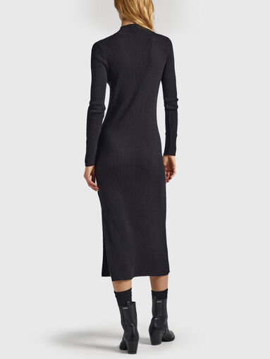 Black midi dress with slit  - 3