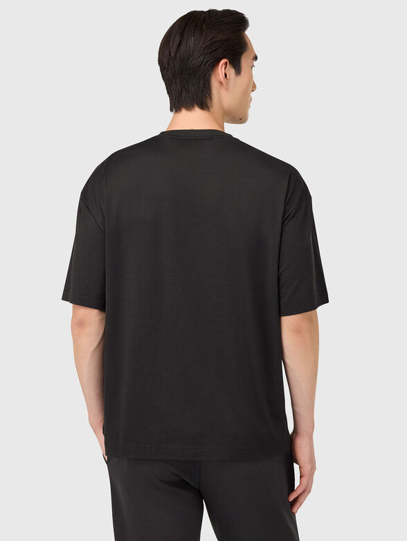 Black cotton blend T-shirt  - 3