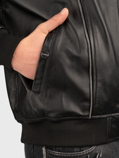 Leather jacket with accent zips - 5