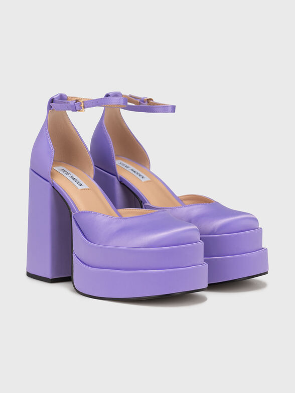 Steve Madden Charlize Purple Satin Block Heel Ankle Strap Squared