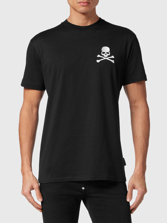 Тениска с лого принт в черно  - 1