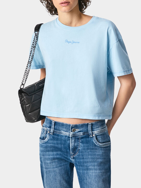 Light blue T-shirt NINA with logo detail - 1