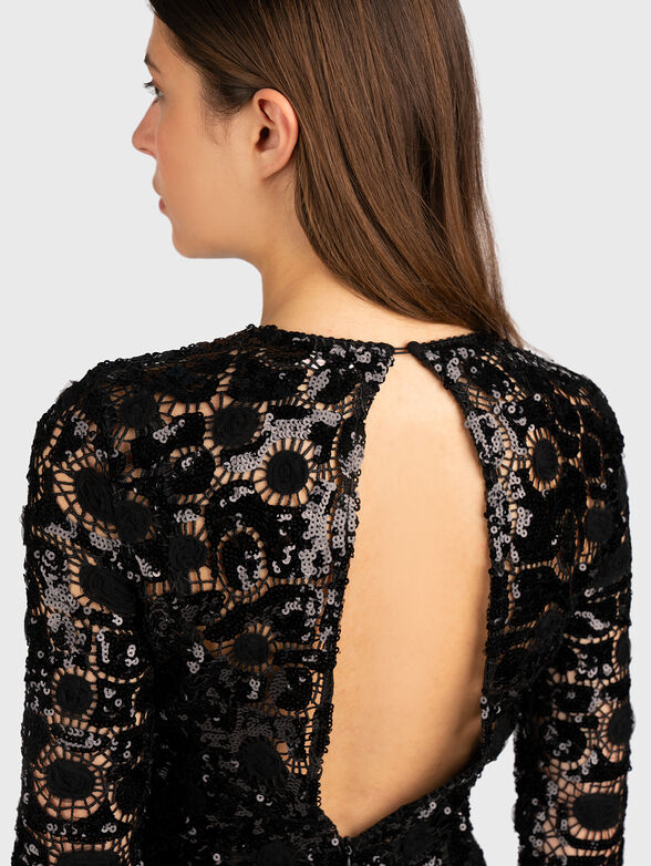 Long black dress with sequins - 3