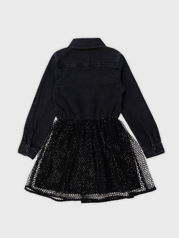 Black dress with appliqué rhinestones - 1