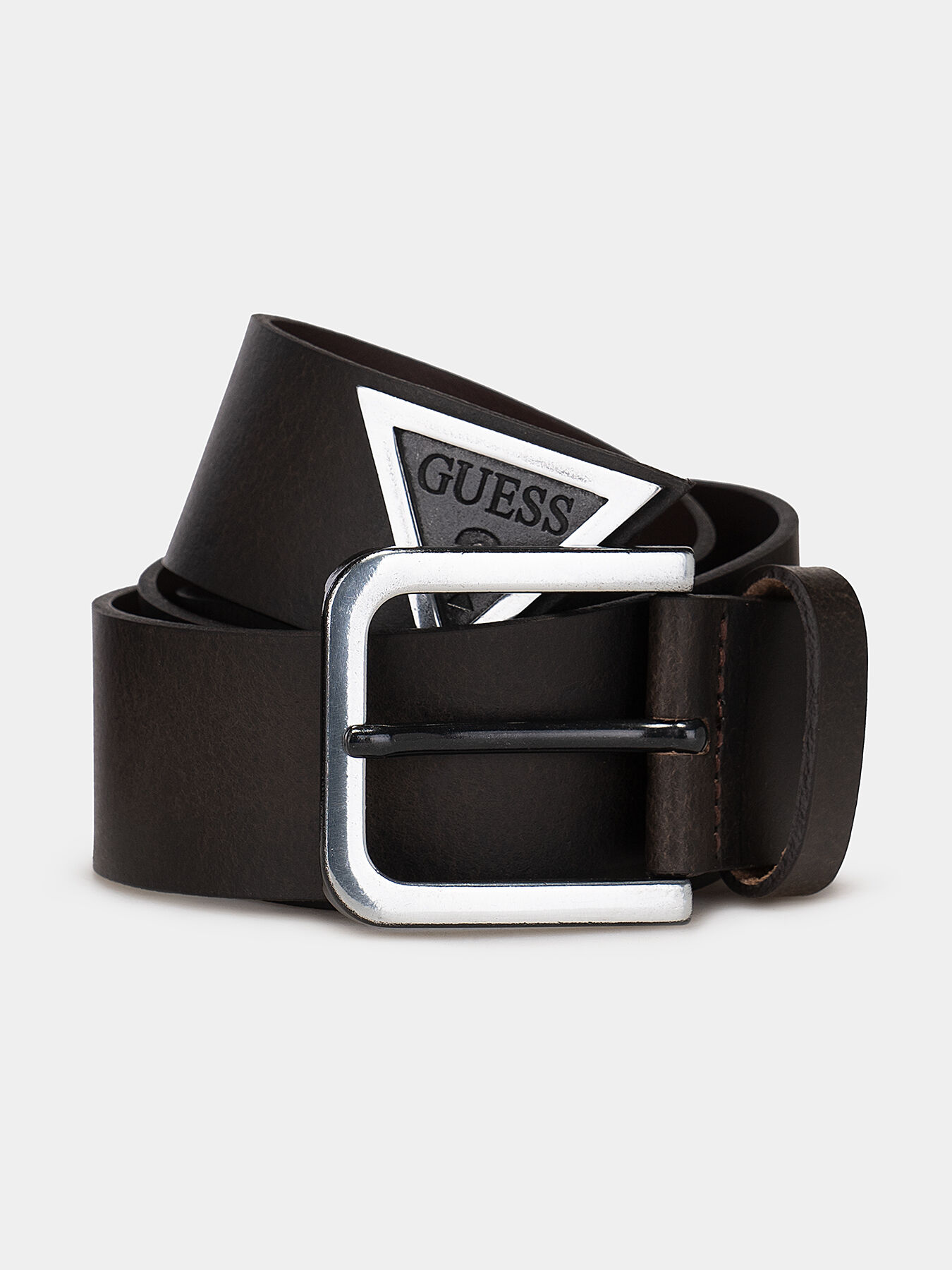 Black leather belt with metal logo detail brand GUESS Globalbrandsstore en