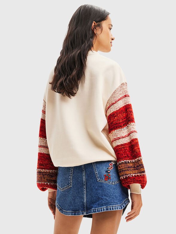 Sweatshirt with embroidery and knit sleeves - 3