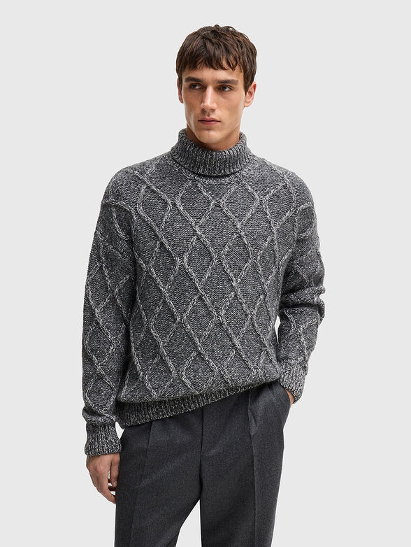 Wool blend sweater with interwoven texture - 1