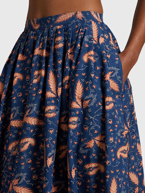 Cotton poplin skirt with floral motif - 3