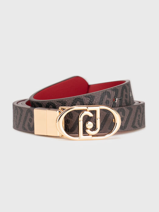 Reversible belt with metal buckle monogram