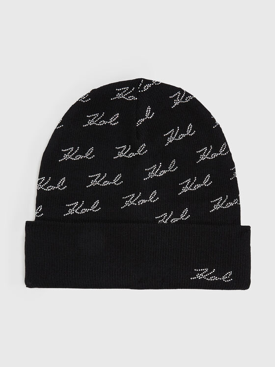 Плетена шапка K/SIGNATURE с кристали - 1