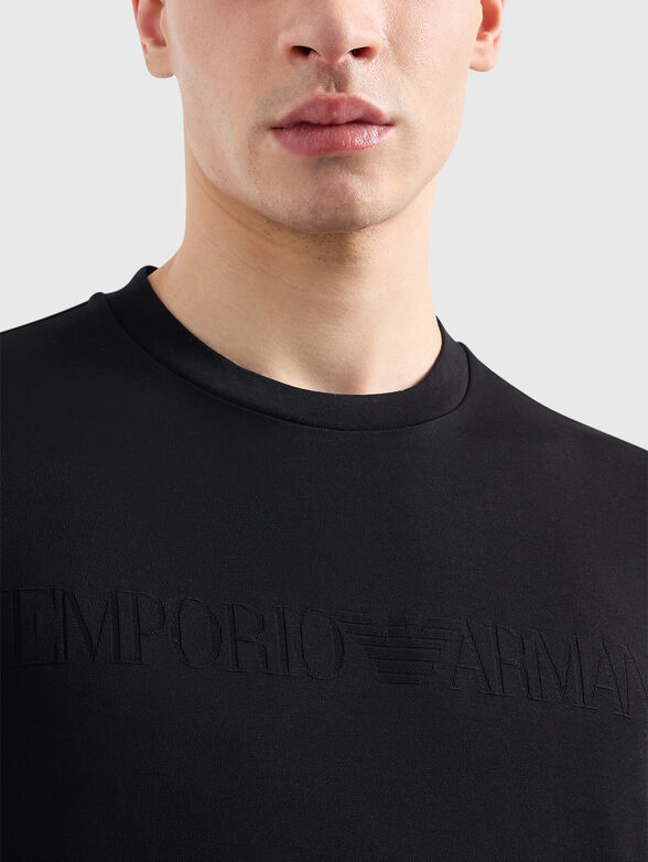 Cotton T-shirt with oval neckline in white - 4