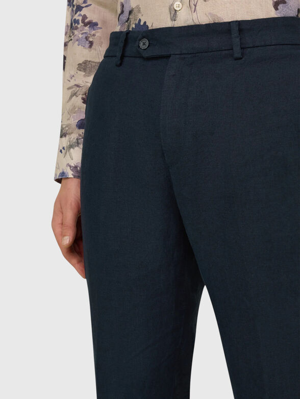Linen navy trousers - 4