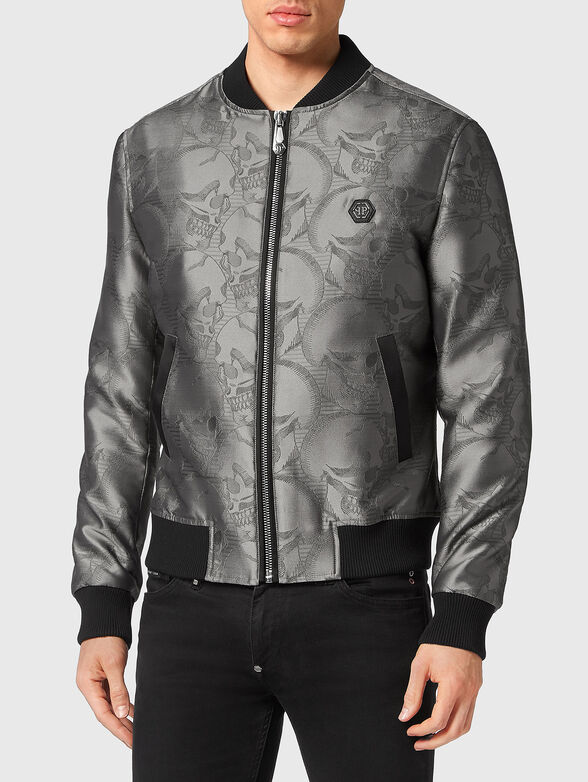 Jacquard bomber jacket in silver - 1