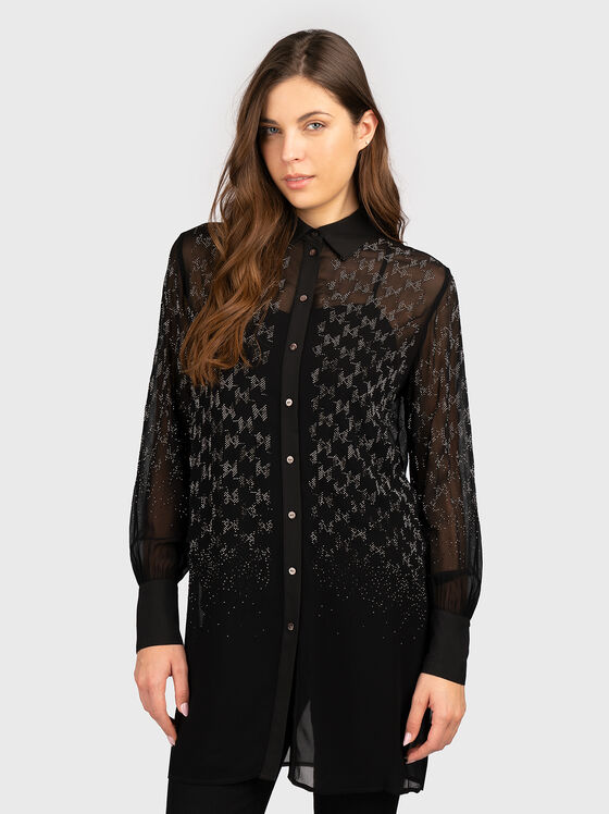 Sheer shirt with rhinestones - 1