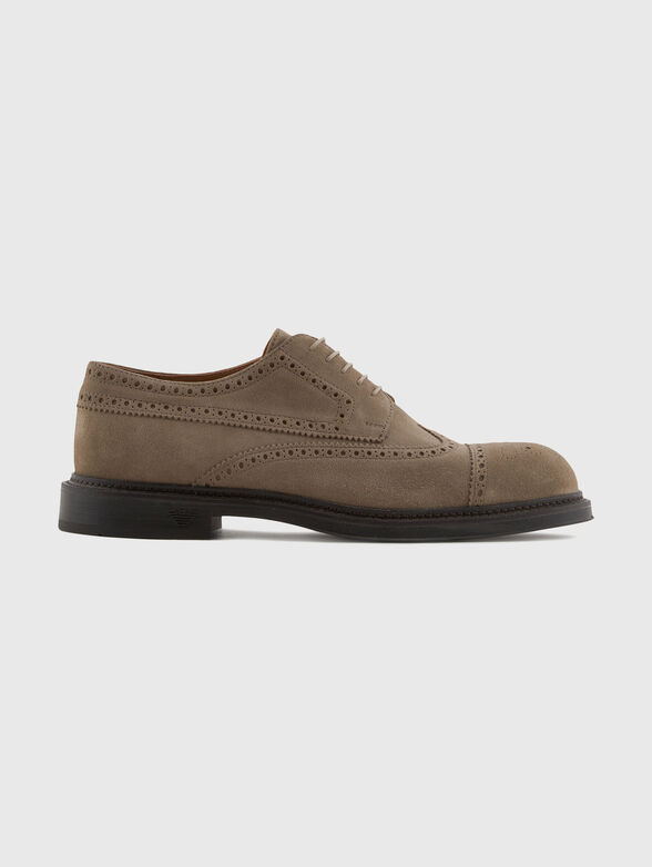 Suede Derby shoes with brogue perforations - 1