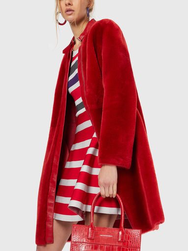 Striped mini dress with puff sleeves - 4