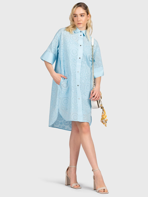 Black shirt dress with English embroidery - 4