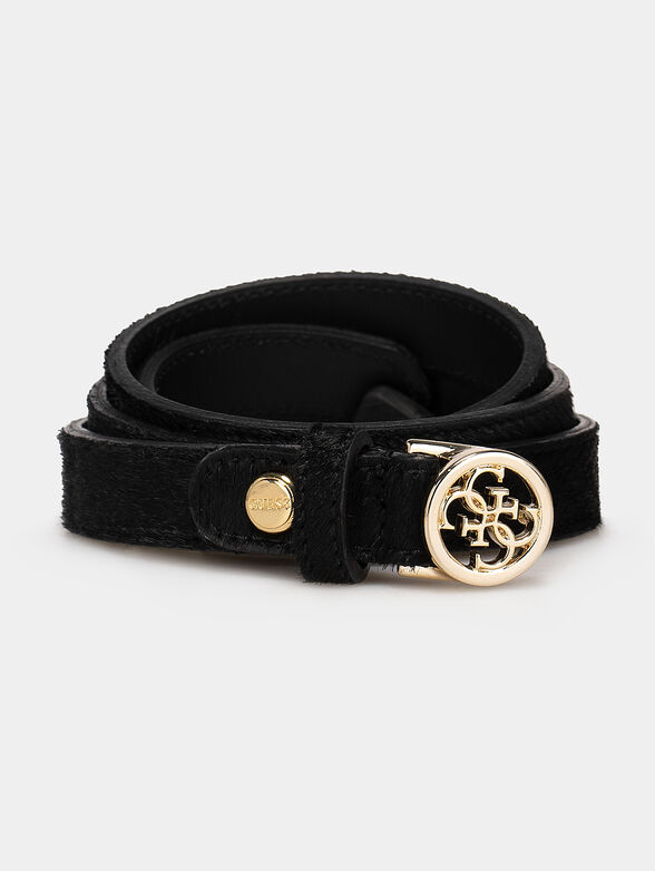 Black genuine leather belt - 1