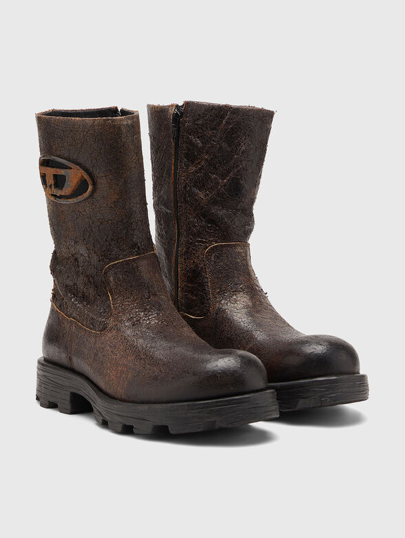 D-HAMMER biker boots in distressed crackled suede - 2