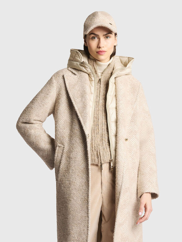 Wool blend coat with herringbone pattern - 3