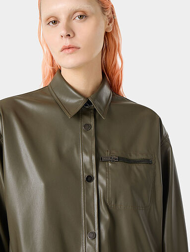 Faux leather shirt in black color - 4
