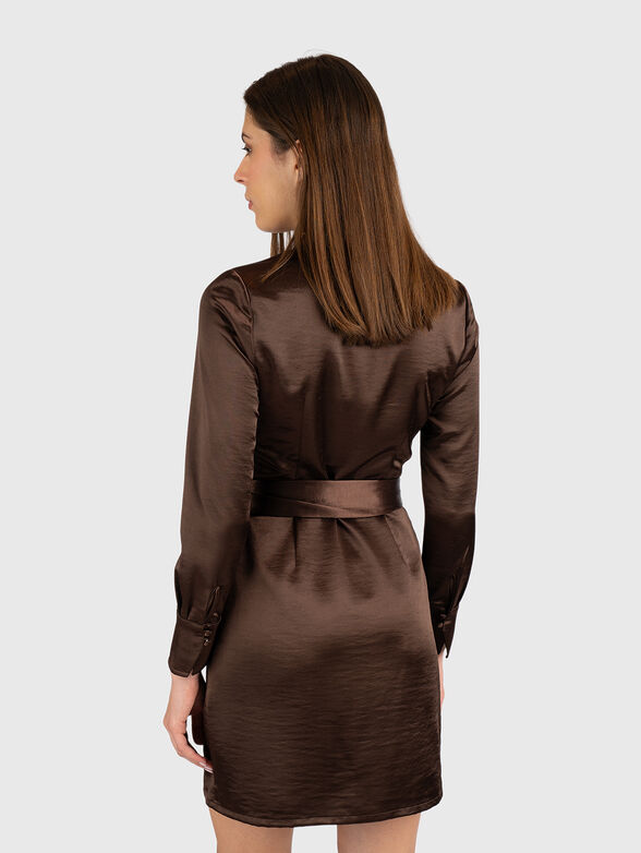 SHARICE satin dress with waist belt - 2